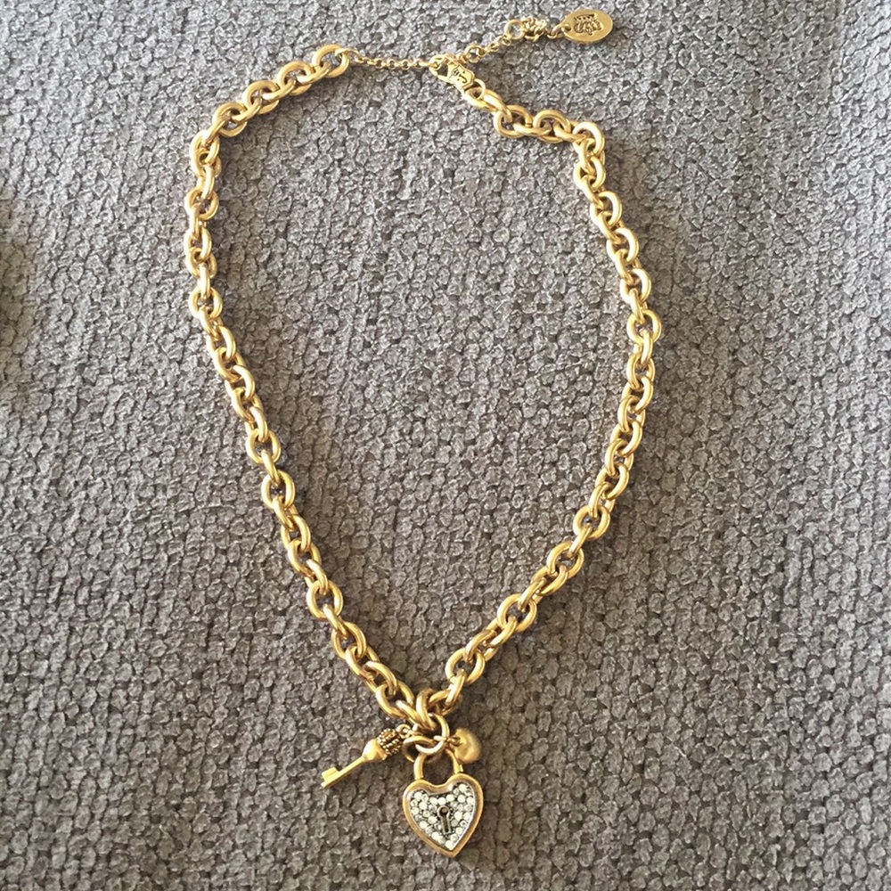 Juicy Couture gold link heart charm necklace